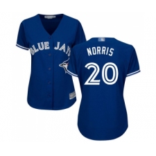 Women's Toronto Blue Jays #20 Bud Norris Replica Blue Alternate Baseball Jersey