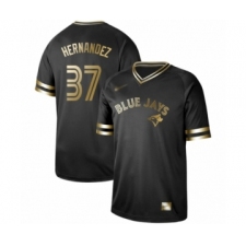 Men's Toronto Blue Jays #37 Teoscar Hernandez Authentic Black Gold Fashion Baseball Jersey