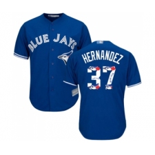Men's Toronto Blue Jays #37 Teoscar Hernandez Authentic Blue Team Logo Fashion Baseball Jersey