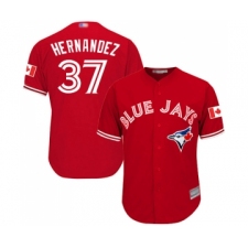 Men's Toronto Blue Jays #37 Teoscar Hernandez Replica Scarlet Alternate Cool Base Baseball Jersey