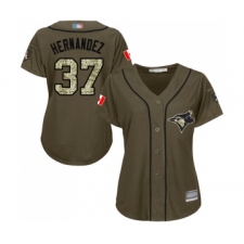 Women's Toronto Blue Jays #37 Teoscar Hernandez Authentic Green Salute to Service Baseball Jersey