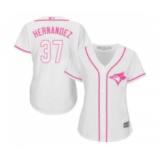 Women's Toronto Blue Jays #37 Teoscar Hernandez Replica White Fashion Cool Base Baseball Jersey