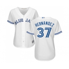 Women's Toronto Blue Jays #37 Teoscar Hernandez Replica White Home Baseball Jersey
