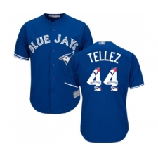 Men's Toronto Blue Jays #44 Rowdy Tellez Authentic Blue Team Logo Fashion Baseball Jersey