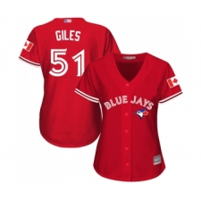 Women's Toronto Blue Jays #51 Ken Giles Replica Scarlet Alternate Baseball Jersey