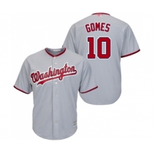 Men's Washington Nationals #10 Yan Gomes Replica Grey Road Cool Base Baseball Jersey