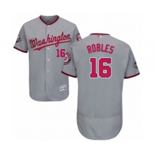Men's Washington Nationals #16 Victor Robles Grey Road Flex Base Authentic Collection 2019 World Series Bound Baseball Jersey