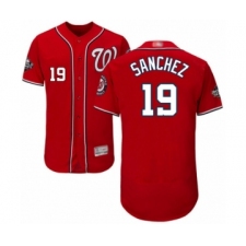 Men's Washington Nationals #19 Anibal Sanchez Red Alternate Flex Base Authentic Collection 2019 World Series Bound Baseball Jersey