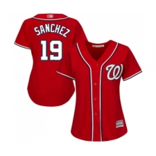 Women's Washington Nationals #19 Anibal Sanchez Replica Red Alternate 1 Cool Base Baseball Jersey