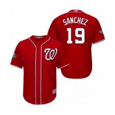Youth Washington Nationals #19 Anibal Sanchez Authentic Red Alternate 1 Cool Base 2019 World Series Bound Baseball Jersey