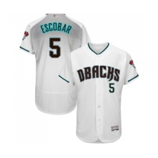 Men's Arizona Diamondbacks #5 Eduardo Escobar White Teal Alternate Authentic Collection Flex Base Baseball Jersey