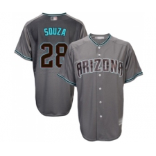 Men's Arizona Diamondbacks #28 Steven Souza Replica Gray Turquoise Cool Base Baseball Jersey