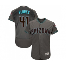 Men's Arizona Diamondbacks #41 Wilmer Flores Gray Teal Alternate Authentic Collection Flex Base Baseball Jersey