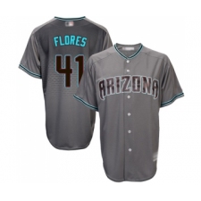 Men's Arizona Diamondbacks #41 Wilmer Flores Replica Gray Turquoise Cool Base Baseball Jersey