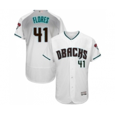 Men's Arizona Diamondbacks #41 Wilmer Flores White Teal Alternate Authentic Collection Flex Base Baseball Jersey