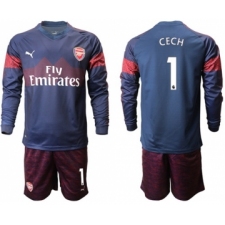 Arsenal #1 Cech Away Long Sleeves Soccer Club Jersey
