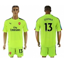 Arsenal #13 Ospina Shiny Green Goalkeeper Soccer Club Jersey