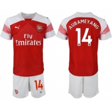 Arsenal #14 Aubameyang Home Soccer Club Jersey
