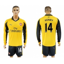Arsenal #14 Henry Away Long Sleeves Soccer Club Jersey