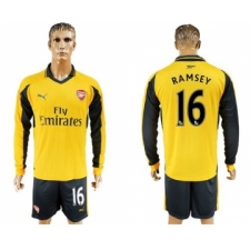 Arsenal #16 Ramsey Away Long Sleeves Soccer Club Jersey