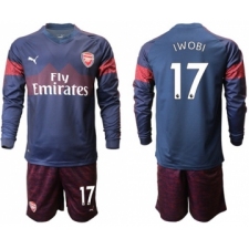 Arsenal #17 Iwobi Away Long Sleeves Soccer Club Jersey