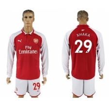 Arsenal #29 Xhaka Red Home Long Sleeves Soccer Club Jersey