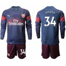 Arsenal #34 Xhaka Away Long Sleeves Soccer Club Jersey