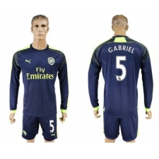 Arsenal #5 Gabriel Sec Away Long Sleeves Soccer Club Jersey