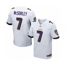 Men's Baltimore Ravens #7 Trace McSorley Elite White Football Jersey