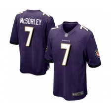 Men's Baltimore Ravens #7 Trace McSorley Game Purple Team Color Football Jersey