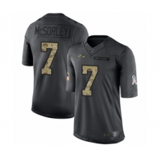 Men's Baltimore Ravens #7 Trace McSorley Limited Black 2016 Salute to Service Football Jersey