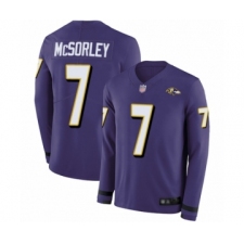 Men's Baltimore Ravens #7 Trace McSorley Limited Purple Therma Long Sleeve Football Jersey