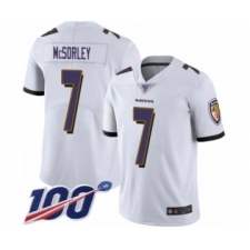 Men's Baltimore Ravens #7 Trace McSorley White Vapor Untouchable Limited Player 100th Season Football Jersey