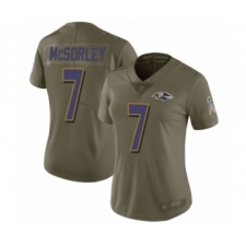Women's Baltimore Ravens #7 Trace McSorley Limited Olive 2017 Salute to Service Football Jersey
