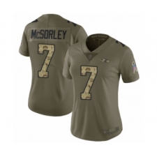 Women's Baltimore Ravens #7 Trace McSorley Limited Olive Camo Salute to Service Football Jersey