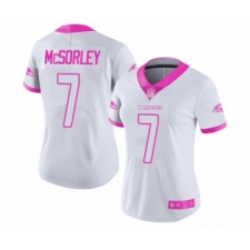 Women's Baltimore Ravens #7 Trace McSorley Limited White Pink Rush Fashion Football Jersey