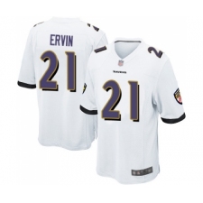 Men's Baltimore Ravens #21 Tyler Ervin Game White Football Jersey