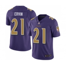 Men's Baltimore Ravens #21 Tyler Ervin Limited Purple Rush Vapor Untouchable Football Jersey