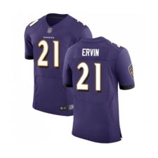 Men's Baltimore Ravens #21 Tyler Ervin Purple Team Color Vapor Untouchable Elite Player Football Jersey