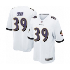 Men's Baltimore Ravens #39 Tyler Ervin Game White Football Jersey