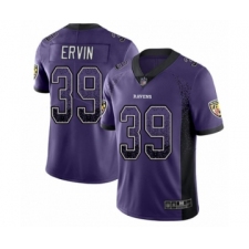 Men's Baltimore Ravens #39 Tyler Ervin Limited Purple Rush Drift Fashion Football Jersey