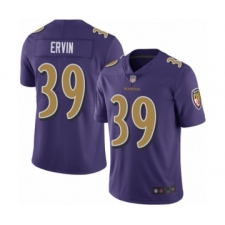 Men's Baltimore Ravens #39 Tyler Ervin Limited Purple Rush Vapor Untouchable Football Jersey