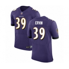 Men's Baltimore Ravens #39 Tyler Ervin Purple Team Color Vapor Untouchable Elite Player Football Jersey