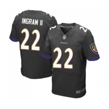 Men's Baltimore Ravens #22 Mark Ingram II Elite Black Alternate Football Jersey