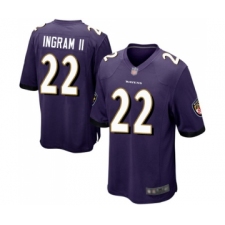 Men's Baltimore Ravens #22 Mark Ingram II Game Purple Team Color Football Jersey