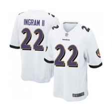 Men's Baltimore Ravens #22 Mark Ingram II Game White Football Jersey