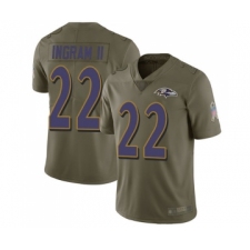 Men's Baltimore Ravens #22 Mark Ingram II Limited Olive 2017 Salute to Service Football Jersey