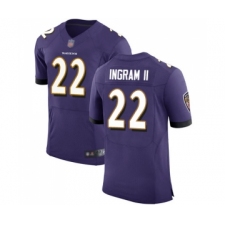 Men's Baltimore Ravens #22 Mark Ingram II Purple Team Color Vapor Untouchable Elite Player Football Jersey