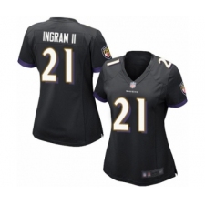 Women's Baltimore Ravens #21 Mark Ingram II Game Black Alternate Football Jersey