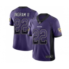 Youth Baltimore Ravens #22 Mark Ingram II Limited Purple Rush Drift Fashion Football Jersey